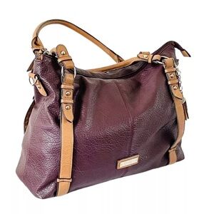 Jessica Simpson Burgundy and Tan Crossbody Bag